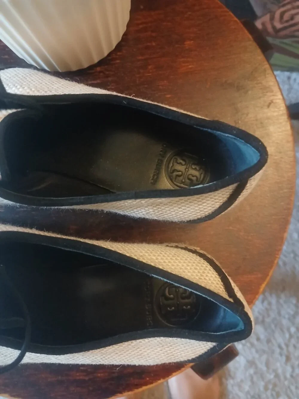 TORY BURCH fawn linen oxford espadrilles Size 7.5M